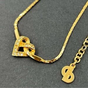 Auth Dior Gold Heart Pendant Necklace